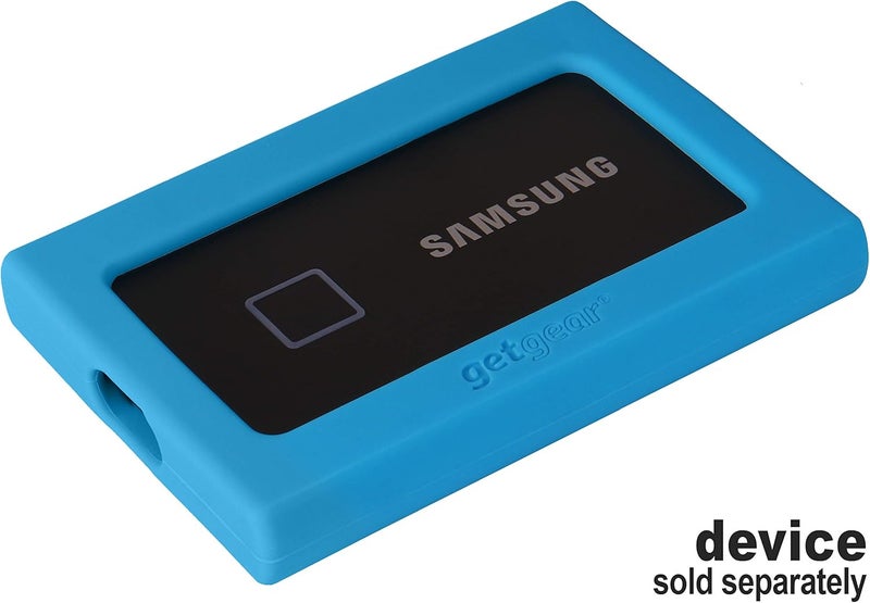 GETGEAR Silicone Bumper for Samsung T7, T7 Touch Portable SSD - 1TB, 2TB, 500GB, USB 3.2, Strong-Shock Absorbing, Slip-Resistant- Black (Sky Blue) - Image 3