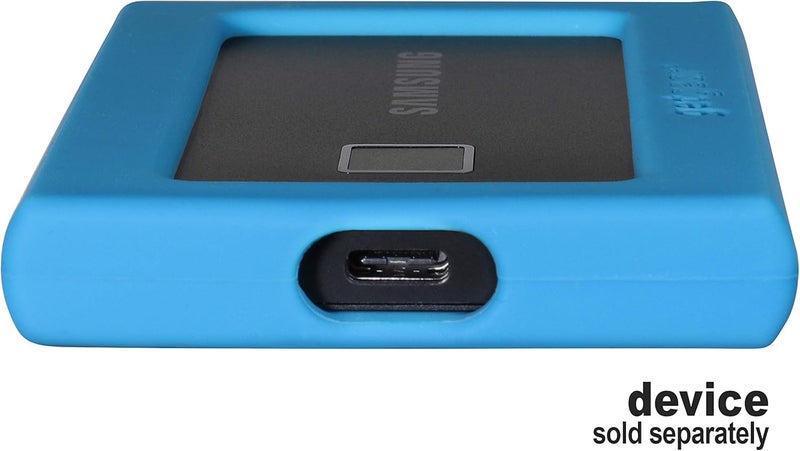 GETGEAR Silicone Bumper for Samsung T7, T7 Touch Portable SSD - 1TB, 2TB, 500GB, USB 3.2, Strong-Shock Absorbing, Slip-Resistant- Black (Sky Blue) - Image 4