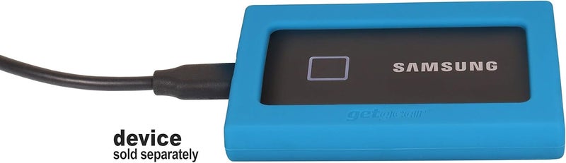 GETGEAR Silicone Bumper for Samsung T7, T7 Touch Portable SSD - 1TB, 2TB, 500GB, USB 3.2, Strong-Shock Absorbing, Slip-Resistant- Black (Sky Blue) - Image 5
