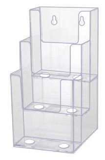 SourceOne SOURCE ONE 4-Inch Wide 3 Tier Premium Trifold Acrylic Brochure Holder, Clear - Image 1