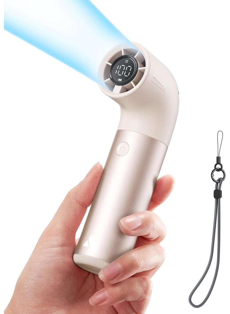 Aecooly Portable Handheld Fan, Powerful Turbo Mini Fan, 19000 RPM High Speed Aero Pro, 15H Max Cooling Time, 6 Speeds Aluminum Case,Rechargeable Personal Small Travel Essentials, Gifts for Women-Gold - Image 1