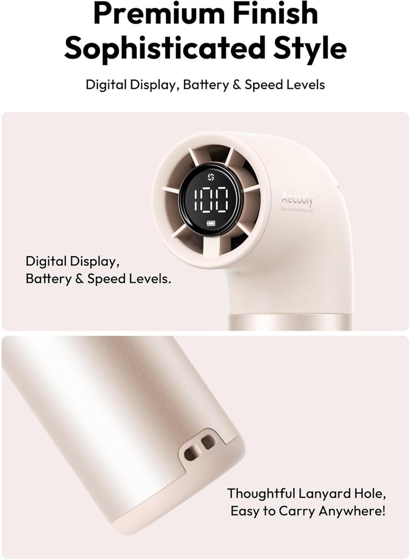 Aecooly Portable Handheld Fan, Powerful Turbo Mini Fan, 19000 RPM High Speed Aero Pro, 15H Max Cooling Time, 6 Speeds Aluminum Case,Rechargeable Personal Small Travel Essentials, Gifts for Women-Gold - Image 4