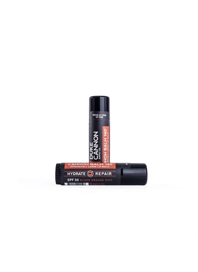 Duke Cannon Supply Co. Tactical Lip Protectant Cannon Balm 140 for Men (Blood Orange Mint) Multi-Pack - Superior Performance, Heavy-Duty, SPF 30, Large Balm for Hard Working Men, 0.56 oz (3 Pack)  - Image 3