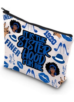 WCGXKO WCGXKO Sorority Gift 1920 Finer Woman Royal Blue & White Zipper Pouch Makeup Bag (FOR ME 1920 1) 