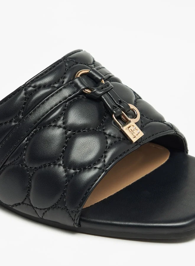 Flora Bella By Shoexpress Textured Slip-On Sandals with Metal Accent