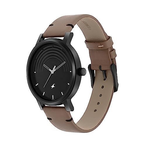 Fastrack Crush Quartz Analog Black Dial Brown Leather Strap Watch for Guys - 3299NL01 - Image 4