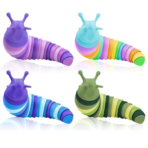 Cevioce Sensory Slug Fidget Toys,Fidget Slug Toys for Adults & Kids Party Favors,4 PCS Cute Autism Sensory Toys for Autistic Children,Toddler Toys Age 3+,Travel Toys for 3+ Year Old（A） - Image 1