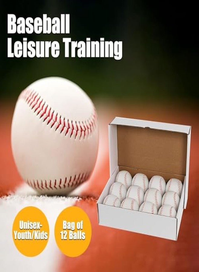 YMD 12 Ball Pack Practice Training Baseballs for Kids/Youth 9 Inch Baseballs Baseball (Pack of 12, White) - Image 3
