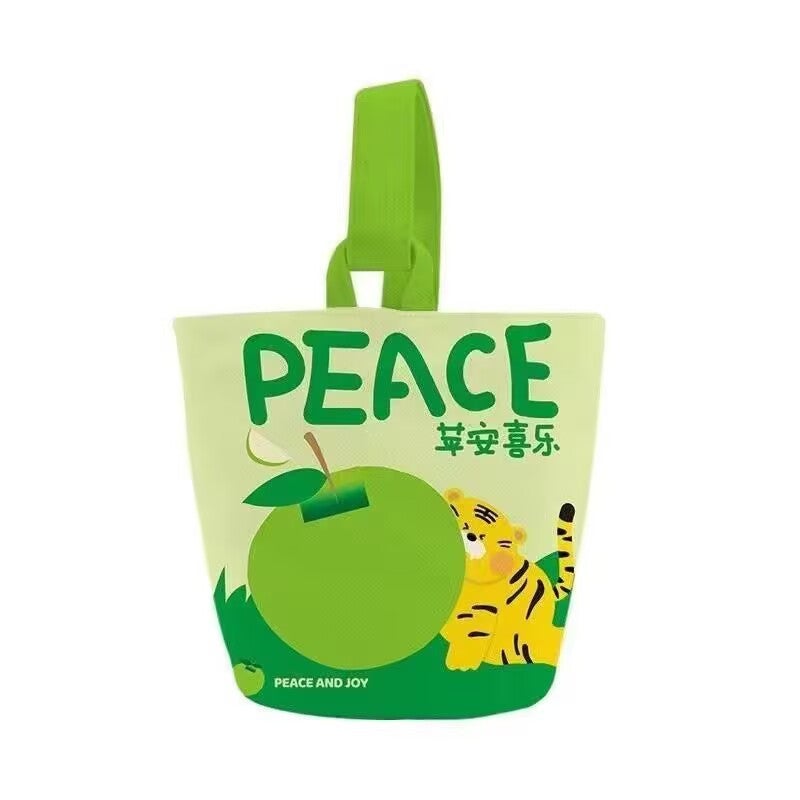 Oil Painting Illustration Ins Portable Bucket Bag Handbag Outgoing Snack Canvas Bag Cartoon Cute Outgoing Small Bag - Image 1