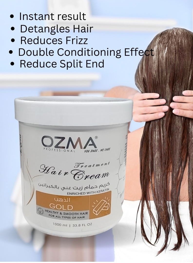 Ozma Professional أوزما أكتيفيا كريم مرطب ومعالج للشعر غني بالكيراتين بخلاصة اللوز المر. 1000 مل - Image 4