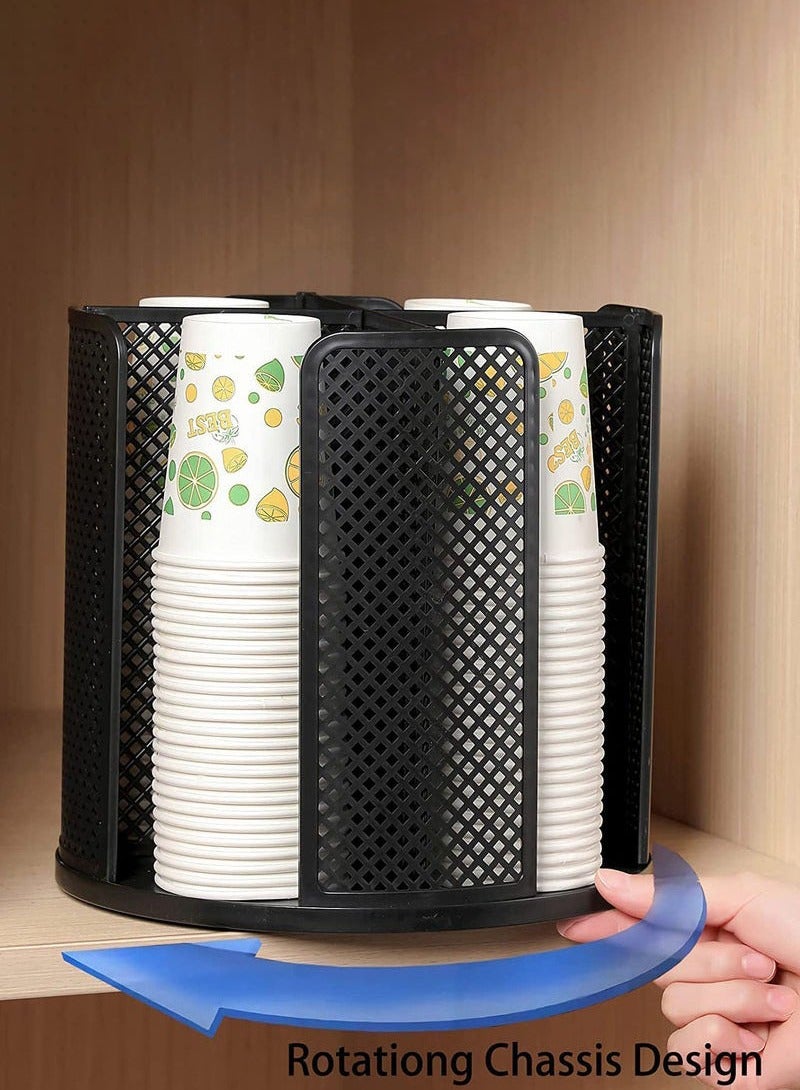 Hanayo Paper Cup Holder Disposable Cup Holder with 4 Compartments 360 Rotation Coffee Cup Organizer  Plastic Holder Coffee Latte Cup Storage Dispenser Multiuse for Countertop Kitchen Cafe(Black) - Image 3