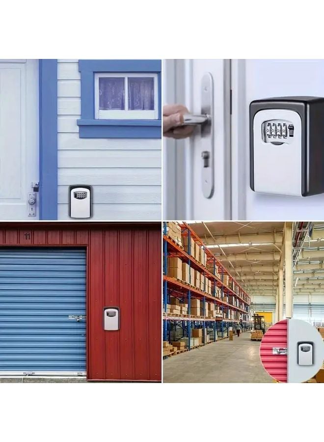 صندوق قفل مفتاح مقاوم للعوامل الجوية باللون الرمادي، مثبت على الحائط، يوفر تخزينًا آمنًا بكلمة مرور، يتسع لـ 8 مفاتيح - Image 4