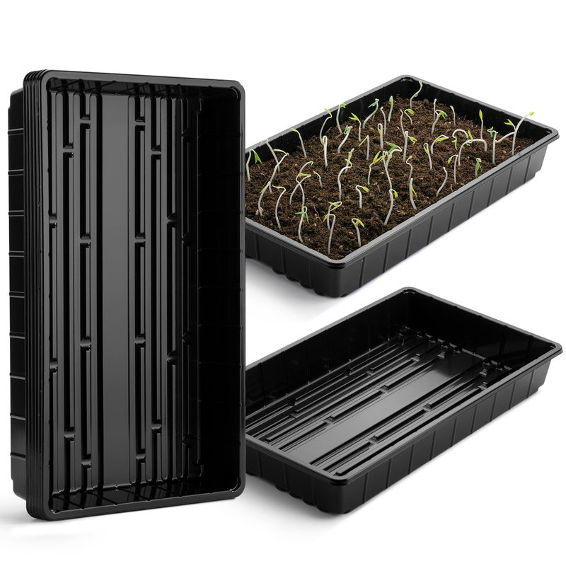 Mr. Pen- Plastic Growing Trays, 5Pack, Black, 17x10, Plant Tray, Seed Tray, Seedling Tray, Propagation Tray, Plant Trays for Seedlings, Planting Trays, Microgreens Growing Trays, Seedling Starter Tray - Image 1