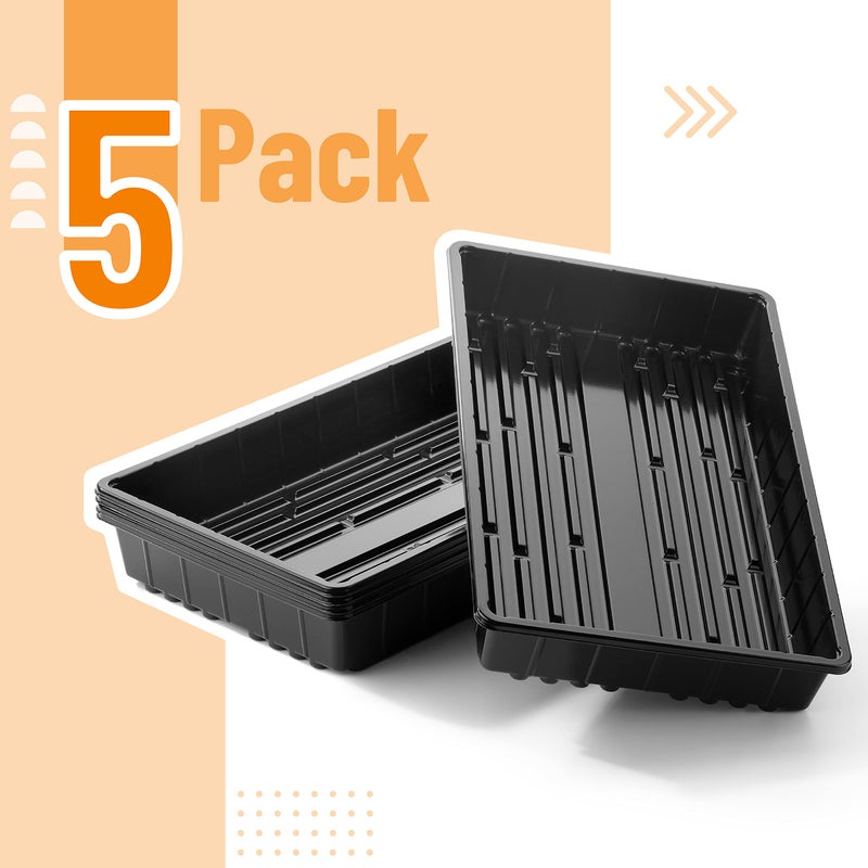 Mr. Pen- Plastic Growing Trays, 5Pack, Black, 17x10, Plant Tray, Seed Tray, Seedling Tray, Propagation Tray, Plant Trays for Seedlings, Planting Trays, Microgreens Growing Trays, Seedling Starter Tray - Image 2