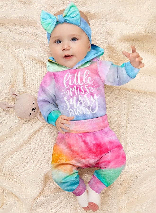 KANGKANG Newborn Girl Clothes Fall Winter Outfits New Born Baby Girl Clothes Long Sleeve Hoodie Pullover Tie Dye Pants Sets Newborn Outfits for Girls - Image 2