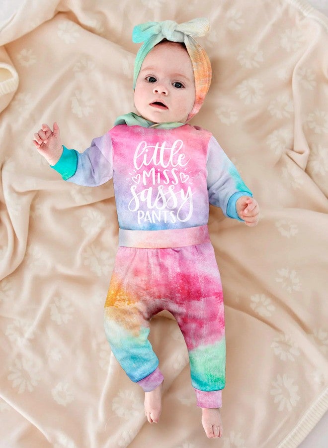 KANGKANG Newborn Girl Clothes Fall Winter Outfits New Born Baby Girl Clothes Long Sleeve Hoodie Pullover Tie Dye Pants Sets Newborn Outfits for Girls - Image 3