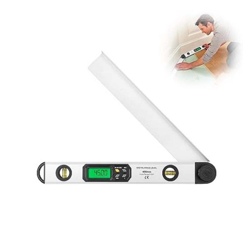 Digital Angle Finder Protractor, 16 Inch 400mm 0-225° Level Gauge Ruler with Backlit LCD Display Bubble Level Accurate Tool for Carpenter, Construction, Woodworking - Image 1