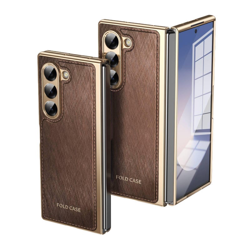 غطاء واقي | بني | PC | ملمس ناعم | حامل قائم | مقاوم للصدمات لـ Samsung Galaxy Z Fold 7 - Image 1