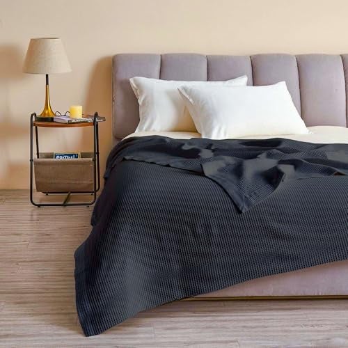 Bhoomi Impex Super Soft & Breathable 100% Microfiber Waffle Blanket – Throw Blanket and Quilt for Bed & Sofa King(102x108) Size - Smoky Black - Image 2