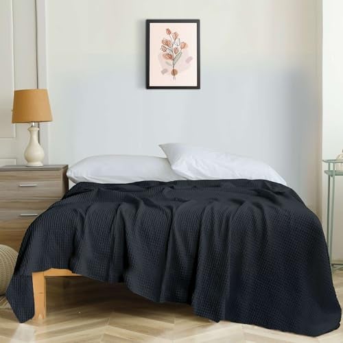 Bhoomi Impex Super Soft & Breathable 100% Microfiber Waffle Blanket – Throw Blanket and Quilt for Bed & Sofa King(102x108) Size - Smoky Black - Image 4