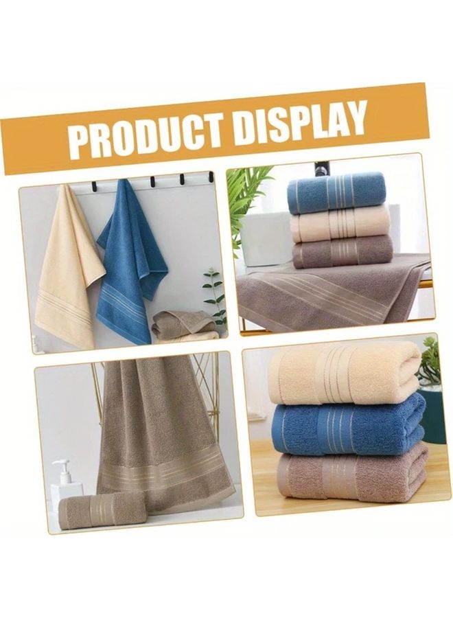 1 Pure Cotton Towel Super Absorbent Quick Drying Soft Breathable Golden Thread Design Brown 28.34x12.59 Inch Modern Rectangular Bath Towel for Bathroom Spa Sports Gym - Image 5