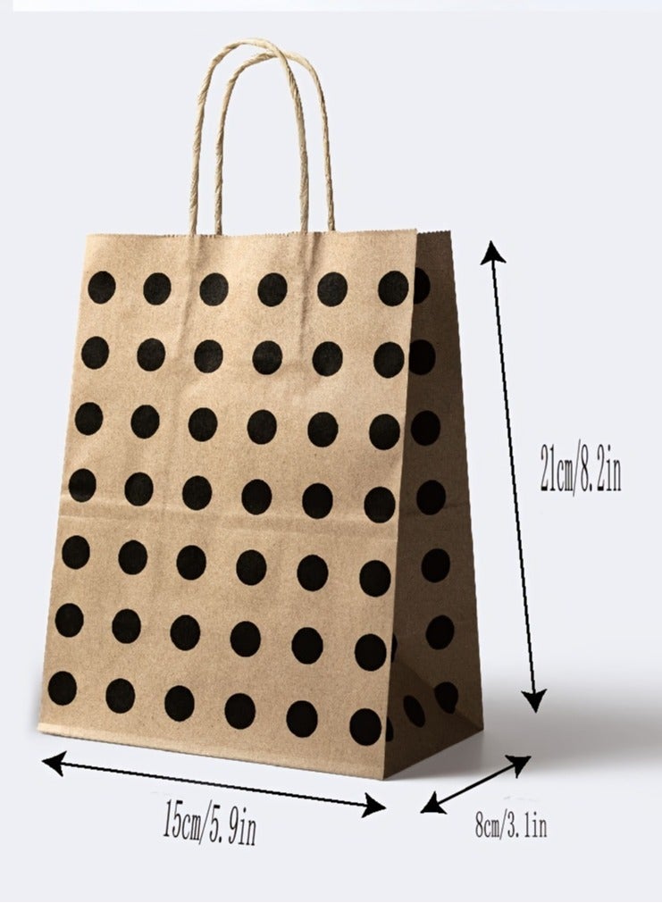 6pcs Reusable Kraft Paper Gift Bags with Handles - Wave Print Eco-Friendly Packaging for Party Favors & Weddings - Image 4