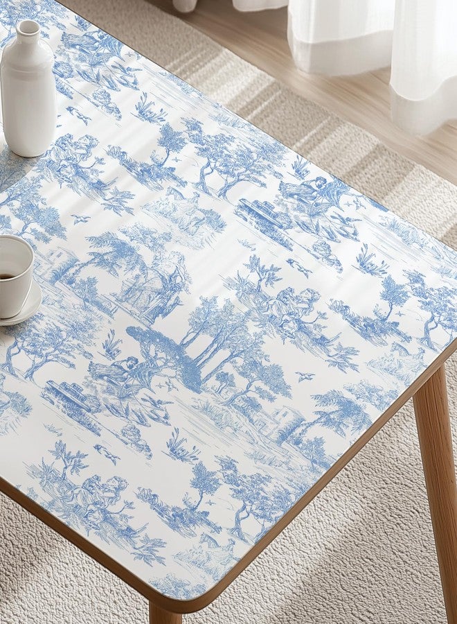 وينمر ورق جدران وينمر تويل، مقاس 17.7 بوصة × 118 بوصة، أزرق وأبيض، ورق جدران لاصق، ورق جدران تويل دو جوي، ورق جدران فرنسي عتيق لغرفة النوم، الجدران، الخلفية، الخزانة، ديكور المنزل - Image 5