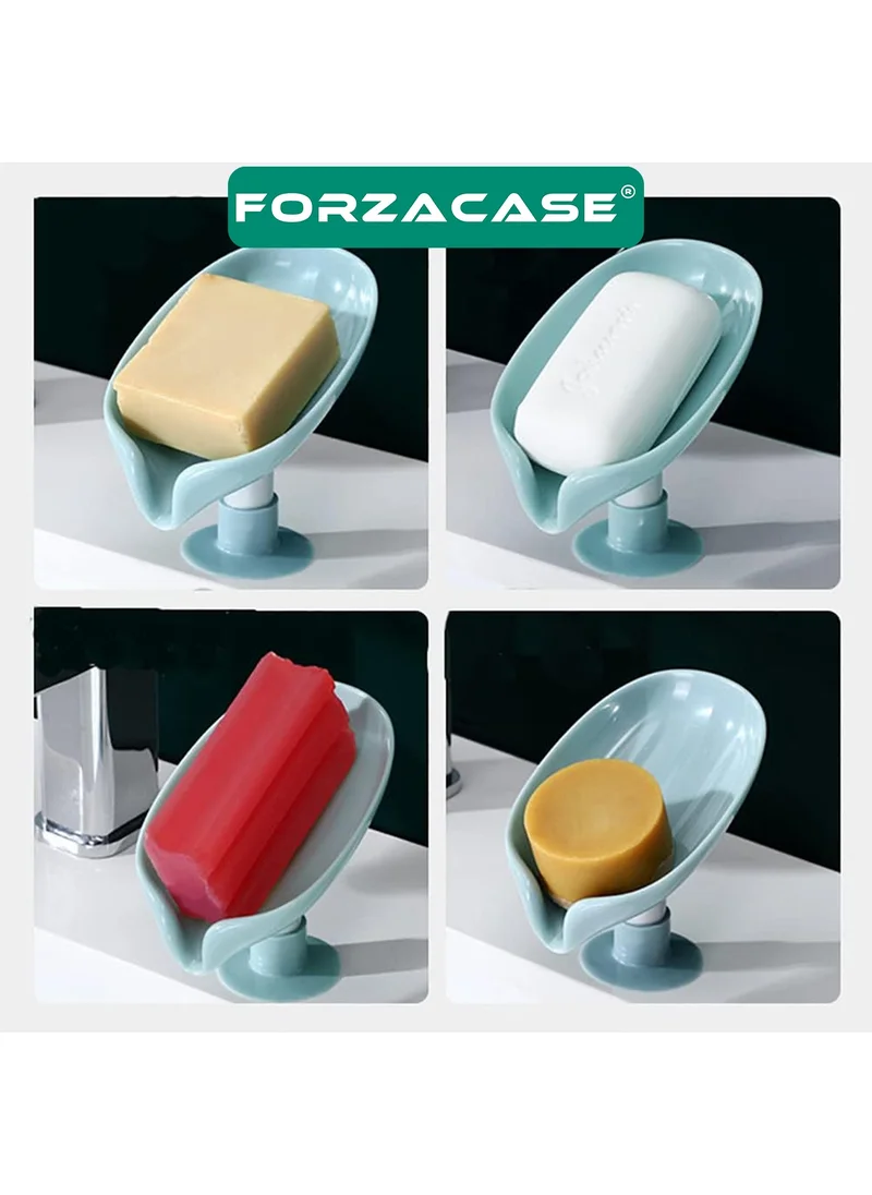 Forzacase Drained Vacuum Soap Dish Leaf Shaped Bar Soap Tray For Bathroom - FC215