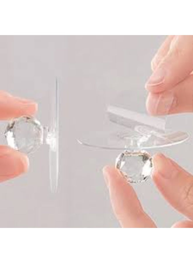 مقابض سحب أدراج الخزانة، مقابض سحب علي شكل ماسي من الكريستال الشفاف لخزانة الملابس وخزانة المطبخ وخزانة الحمام ونافذة باب والأثاث والنافذه ذاتية اللصق بدون حفر، مقابض سحب للمساعدة في السحب والدفع-10قطع - Image 3