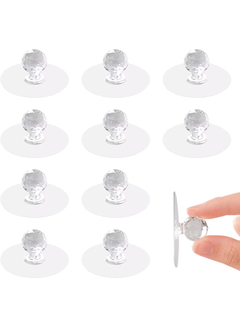 مقابض سحب أدراج الخزانة، مقابض سحب علي شكل ماسي من الكريستال الشفاف لخزانة الملابس وخزانة المطبخ وخزانة الحمام ونافذة باب والأثاث والنافذه ذاتية اللصق بدون حفر، مقابض سحب للمساعدة في السحب والدفع-10قطع - Image 4