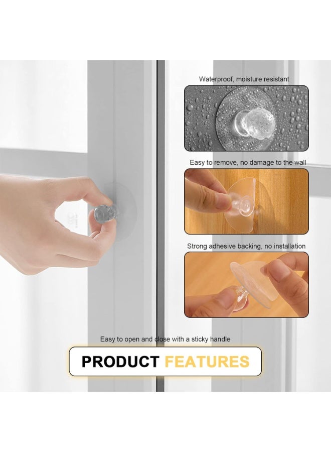 مقابض سحب أدراج الخزانة، مقابض سحب علي شكل ماسي من الكريستال الشفاف لخزانة الملابس وخزانة المطبخ وخزانة الحمام ونافذة باب والأثاث والنافذه ذاتية اللصق بدون حفر، مقابض سحب للمساعدة في السحب والدفع-10قطع - Image 5