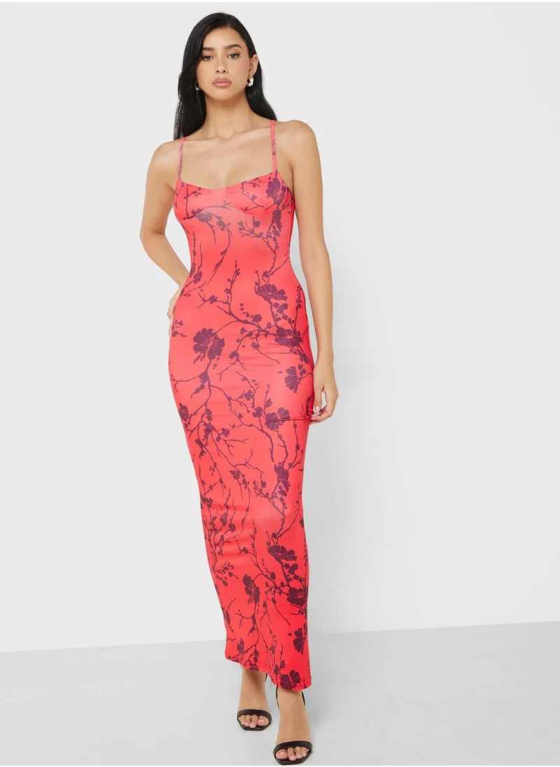 Ginger Floral Print Slip Maxi Dress