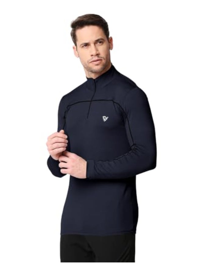 eyebogler Men High Neck Solid Full Sleeve Regular Fit T-Shirt - Image 3