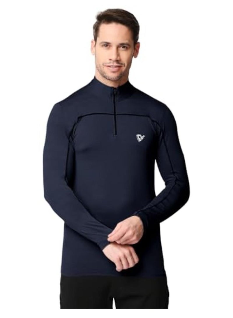 eyebogler Men High Neck Solid Full Sleeve Regular Fit T-Shirt - Image 1