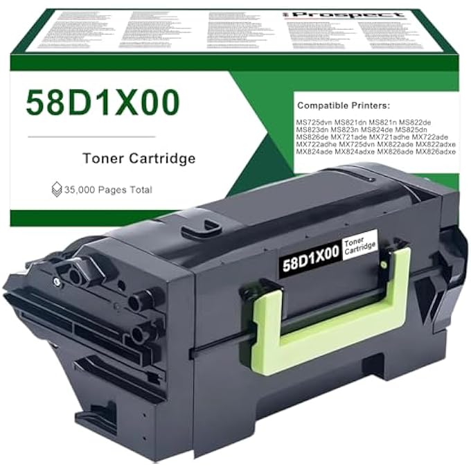 58D1X00 TONER CARTRIDGE REMANUFACTURED REPALCEMENT FOR LEXMARK 58D1X00 TONER FOR LEXMARK MS725 MS821 MS822 MS823 MS824 MS825 MS826 MX721 MX722 MX725 MX822 MX824 MX826 (35,000 PAGES, 1 BLACK) - Image 1