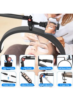 Arabest Lash Light for Eyelash Extensions, Portable Half Moon Desk Lamp, Esthetician Light for Tattoo Artists, Nail Tech, Eyelash Lamp with Phone Holder, 10 Brightness Adjustable  - Image 4