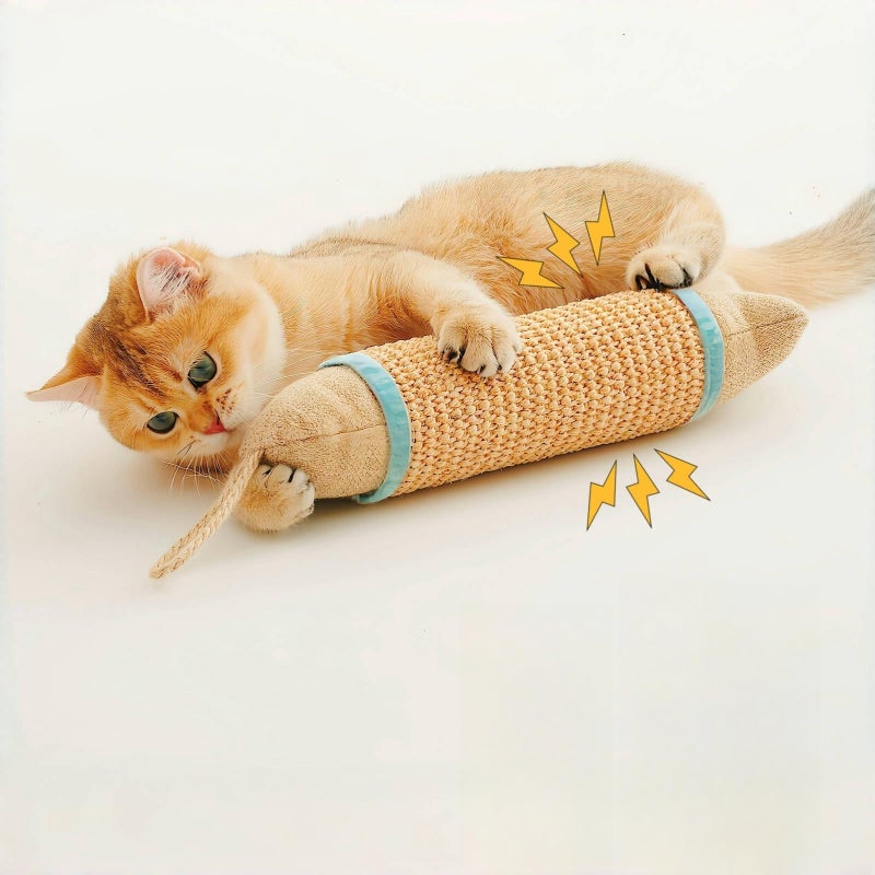 FuneeTop Interactive Cat Kicker Toy 10 Inch Long Catnip Cat Scratcher Post Natural Sisal Toy for Indoor CatsPink and Blue - Image 2