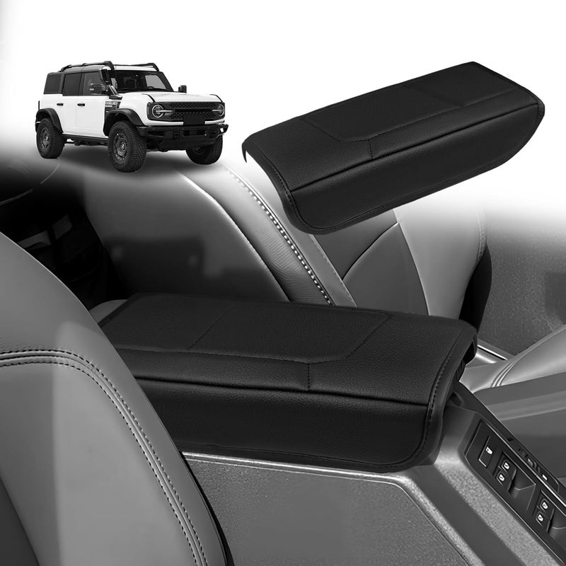 Muslogy غطاء وسادة المسند الأمامي لوحدة التحكم المركزية من ، مناسب لسيارة Ford Bronco (طرازات 2021 و2022 و2023 و2024 و2025)، مكون إضافي للراحة، مصنوع من جل نباتي، سمكه العادي. - Image 1