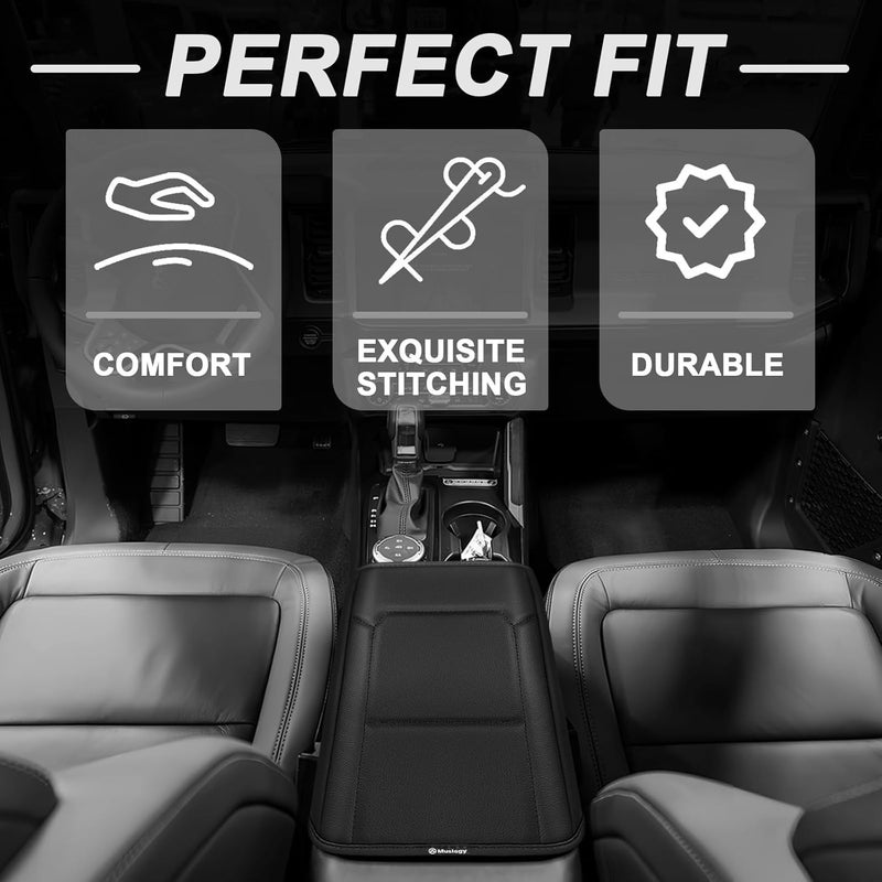 Muslogy غطاء وسادة المسند الأمامي لوحدة التحكم المركزية من ، مناسب لسيارة Ford Bronco (طرازات 2021 و2022 و2023 و2024 و2025)، مكون إضافي للراحة، مصنوع من جل نباتي، سمكه العادي. - Image 5
