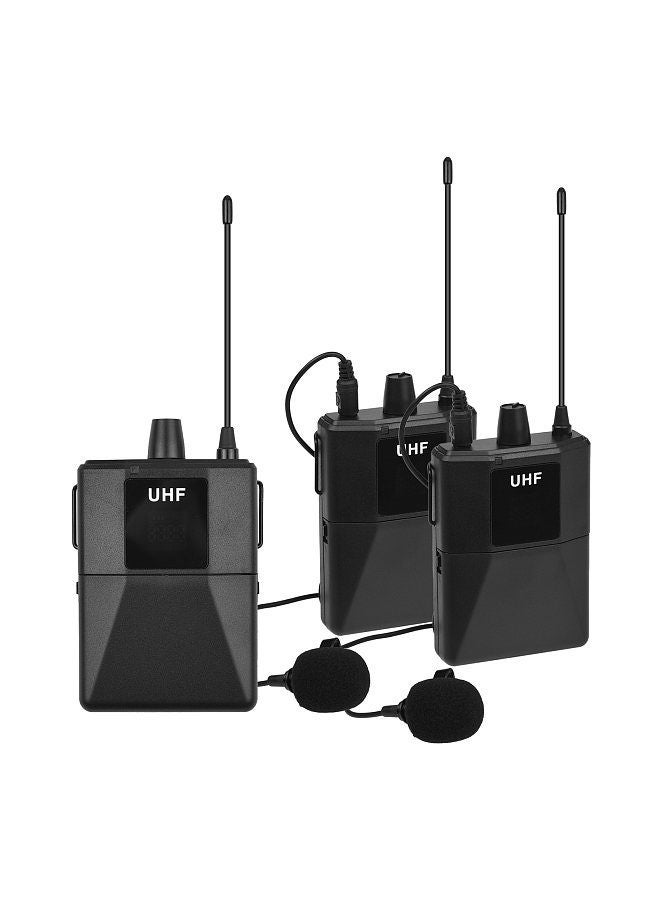 Uhf Wirless Microphone System With 2 Body-Pack Microphone Transmitters Receiver For Smartphone Camera Video Recording Interview Broadcast