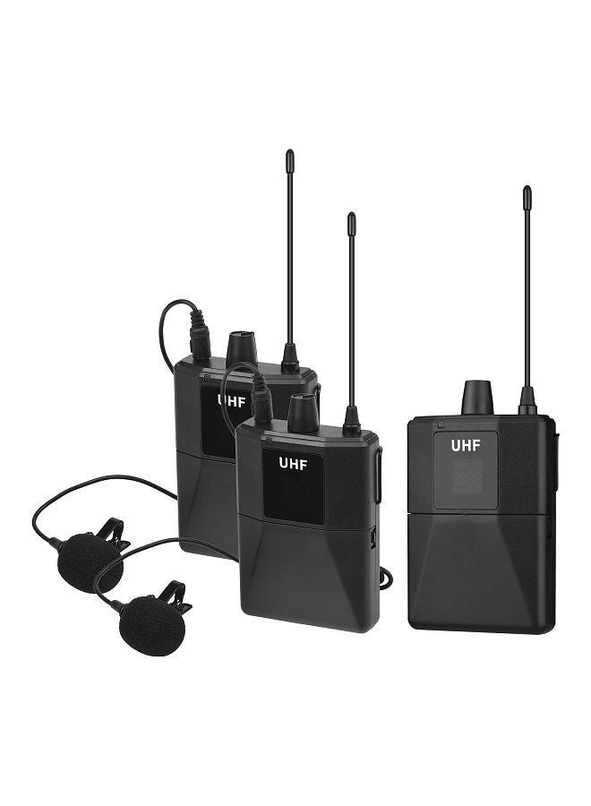 Uhf Wirless Microphone System With 2 Body-Pack Microphone Transmitters Receiver For Smartphone Camera Video Recording Interview Broadcast