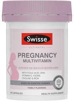 Ultinatal Pregnancy Multivitamin Supports the Health of Mother and Baby With FolicAcid,Dha Vitamin D,Iodine,Choline & Iron 60 Capsules Health Supplement