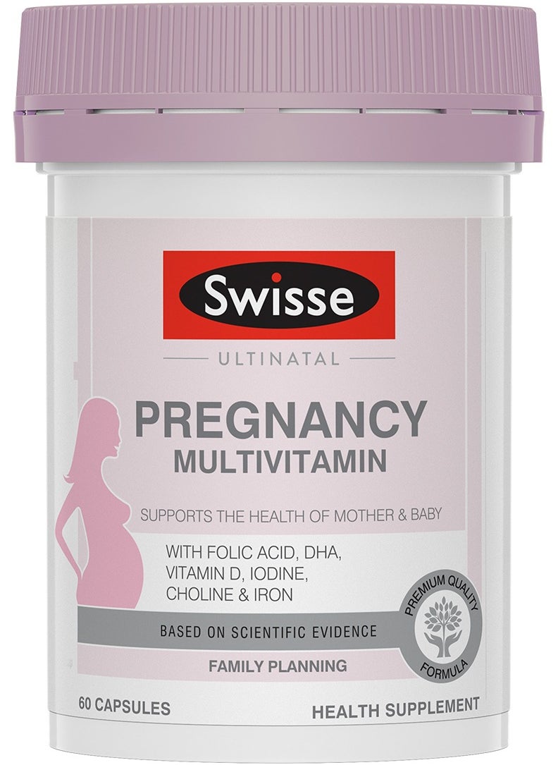 Swisse - Ultinatal Pregnancy Multivitamin Supports the Health of Mother and Baby With FolicAcid,Dha Vitamin D,Iodine,Choline & Iron 60 Capsules Health Supplement - Image 1
