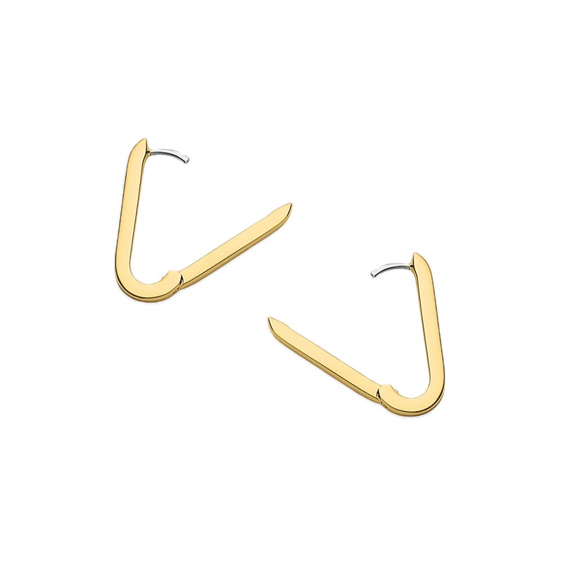 gorjana - Parker Huggies 7/8" Drop - 18k Gold Plated - Stylish Paper Clip Design - Surgical Steel Post - High-Shine Finish - Secure Hinge Closure - Daily Earring Wear - Image 2