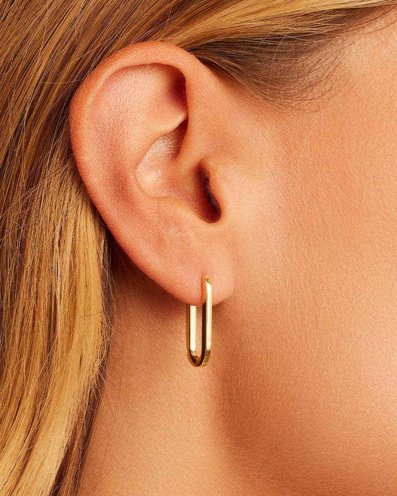 gorjana - Parker Huggies 7/8" Drop - 18k Gold Plated - Stylish Paper Clip Design - Surgical Steel Post - High-Shine Finish - Secure Hinge Closure - Daily Earring Wear - Image 3