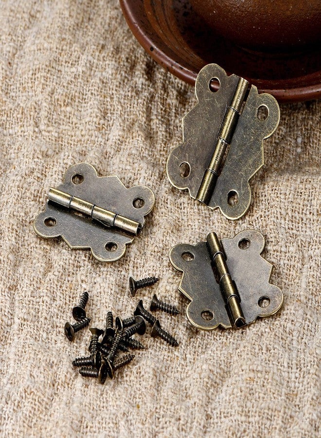 MEDBUDDY Metal Antique Colour C Lock/Buckle/Latch/Hook/Swing Clasp and Hinge with Screws for Wood Jewellery and Small DIY Works (Set of 20 Locks and 20 Hinges with Screws) - Image 2