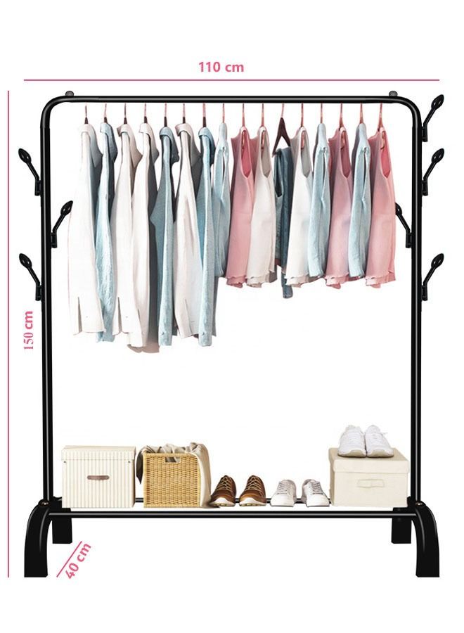 AGD Metal Clothes Organizer Rack With Bottom Storage Rack For Shoes And Other Items Black - Image 1