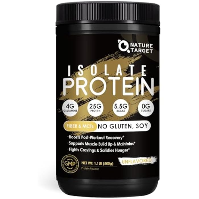 NATURE TARGET Whey Protein Powder, Unflavored - Whey Protein Isolate, 25g Protein Sugar-Free, 1.1lb - Image 1