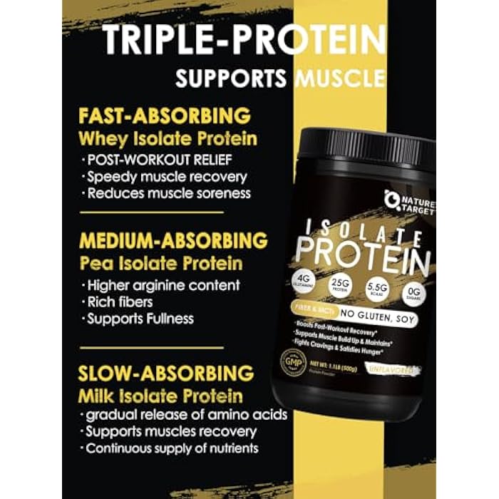 NATURE TARGET Whey Protein Powder, Unflavored - Whey Protein Isolate, 25g Protein Sugar-Free, 1.1lb - Image 4