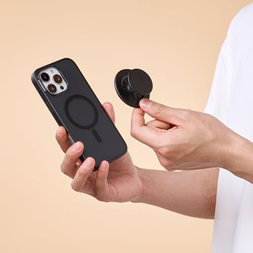 PopSockets Phone Grip for MagSafe with Kickstand, Magnetic Stand, Swappable Top, Secure Hold for iPhone MagSafe Cases, Phone & Tablet Grip - Black - Image 4